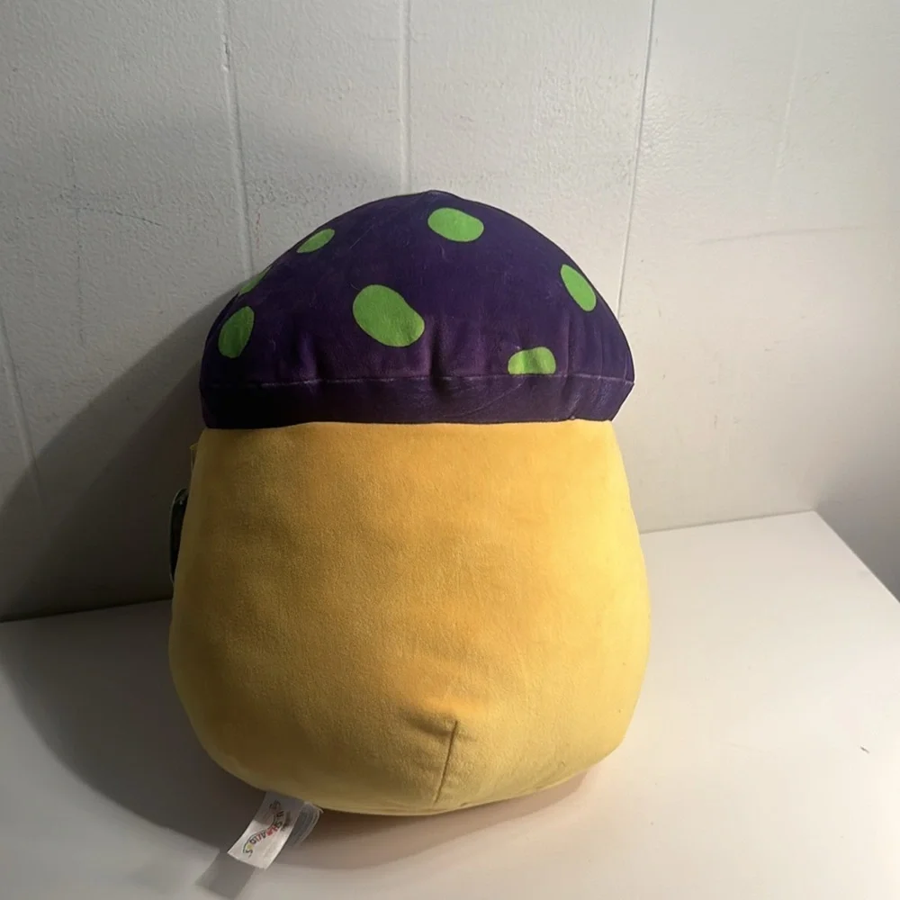 Enid the Neon Yellow Mushroom- 12” plush NWT Purple green spots - Picture 3 of 13